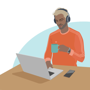 An illustration of a person using a computer