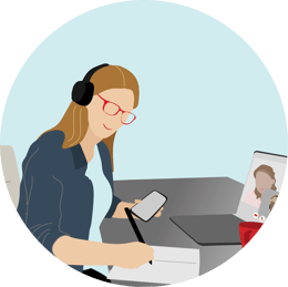 SupportWebinar_assets_Woman at Desk Illustration Circle